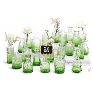 Bud Vases in Bulk 22 Green Glass Small Vases Flower   Centerpiece Table Wedding